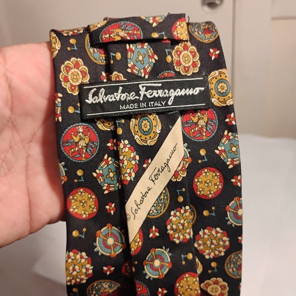 Vtg Ferragamo Harlequins Mens Silk Tie